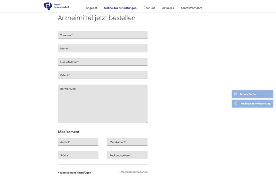 Praxis Reinacherhof Medikamentenbestellung