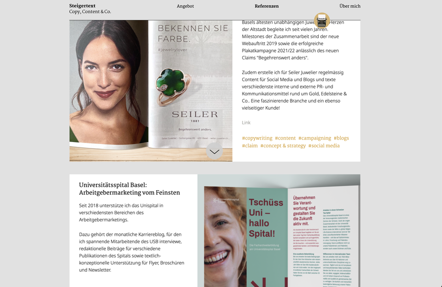 Steigertext Basel Referenzen