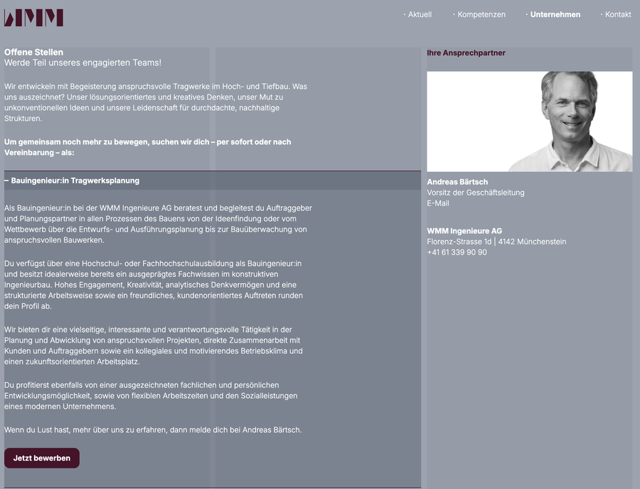 WMM Ingenieure AG offene Stellen